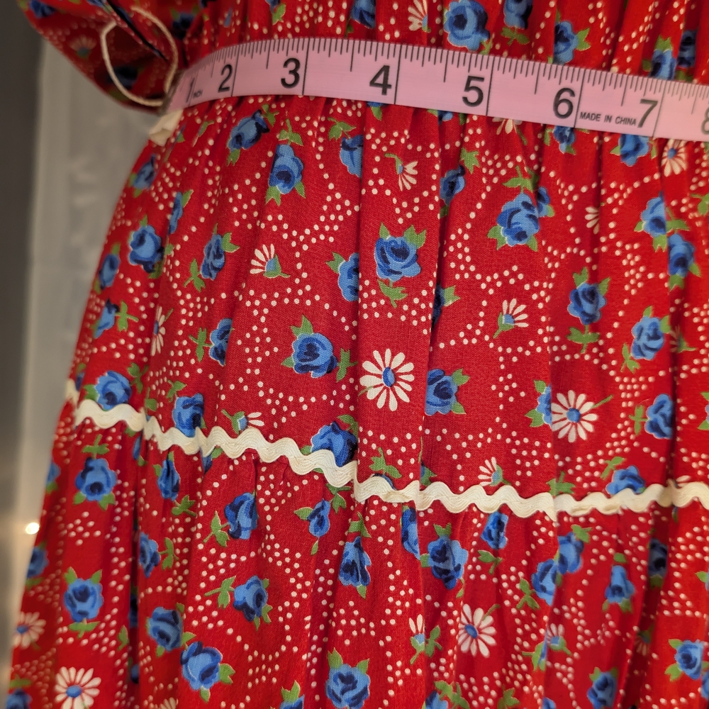 True Vintage 60s/70s Red Floral Handmade Dress – Collector’s Gem! - Picture 10 of 16